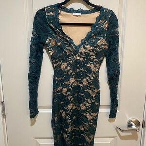 Elegant Teal Lace Dress